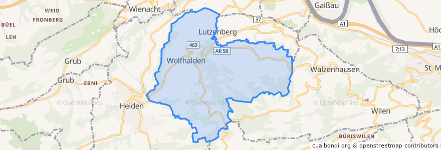 Mapa de ubicacion de Wolfhalden.