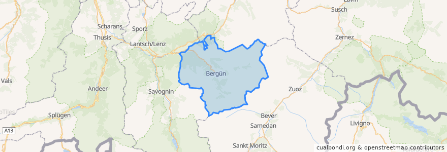 Mapa de ubicacion de Bergün Filisur.