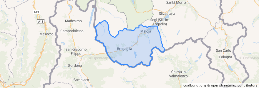 Mapa de ubicacion de Bregaglia.