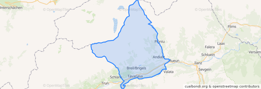 Mapa de ubicacion de Breil/Brigels.