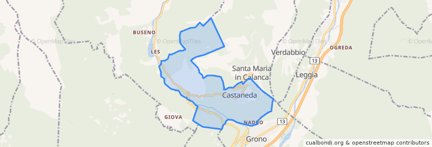 Mapa de ubicacion de Castaneda.