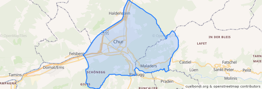 Mapa de ubicacion de Chur.