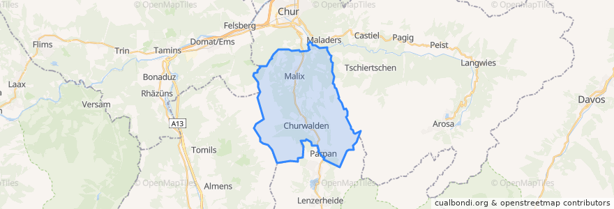 Mapa de ubicacion de Churwalden.