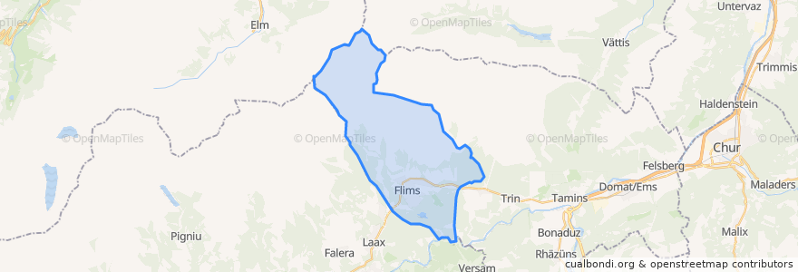 Mapa de ubicacion de Flims.