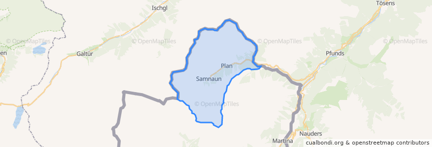 Mapa de ubicacion de Samnaun.