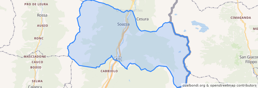 Mapa de ubicacion de Soazza.