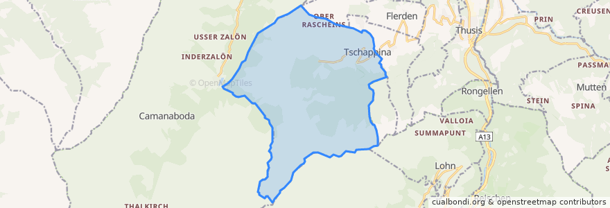 Mapa de ubicacion de Tschappina.