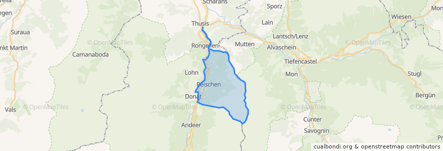 Mapa de ubicacion de Zillis-Reischen.