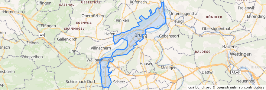 Mapa de ubicacion de Brugg.