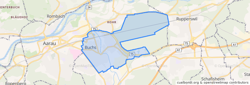 Mapa de ubicacion de Buchs (AG).