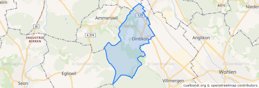 Mapa de ubicacion de Dintikon.
