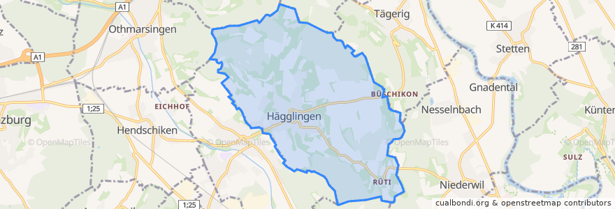 Mapa de ubicacion de Hägglingen.