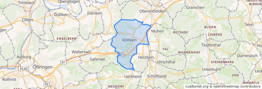 Mapa de ubicacion de Kölliken.