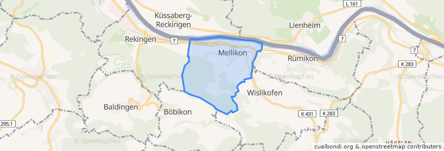 Mapa de ubicacion de Mellikon.