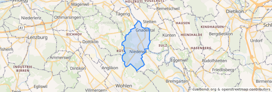 Mapa de ubicacion de Niederwil.