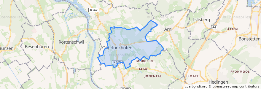 Mapa de ubicacion de Oberlunkhofen.