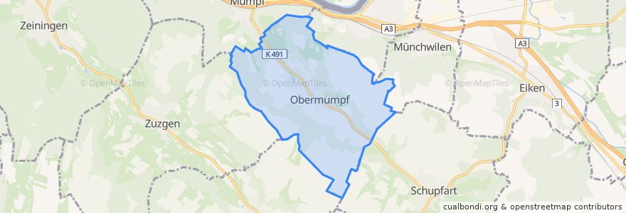 Mapa de ubicacion de Obermumpf.