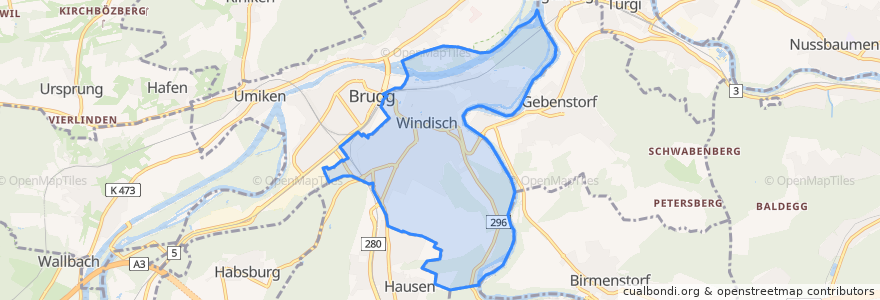 Mapa de ubicacion de Windisch.