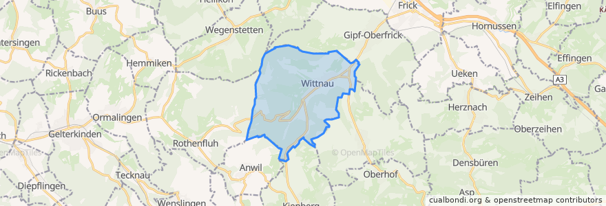 Mapa de ubicacion de Wittnau.