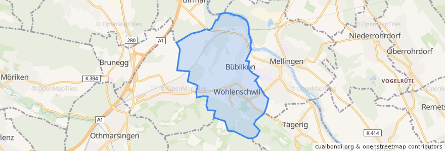 Mapa de ubicacion de Wohlenschwil.