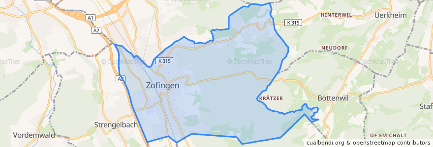 Mapa de ubicacion de Zofingen.