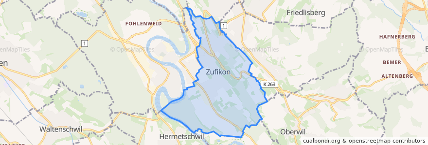 Mapa de ubicacion de Zufikon.