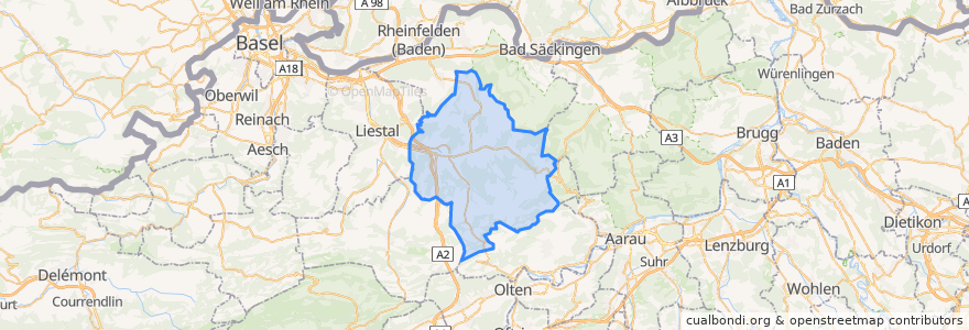 Mapa de ubicacion de Bezirk Sissach.