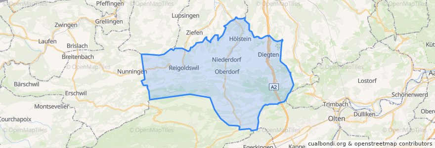 Mapa de ubicacion de Bezirk Waldenburg.