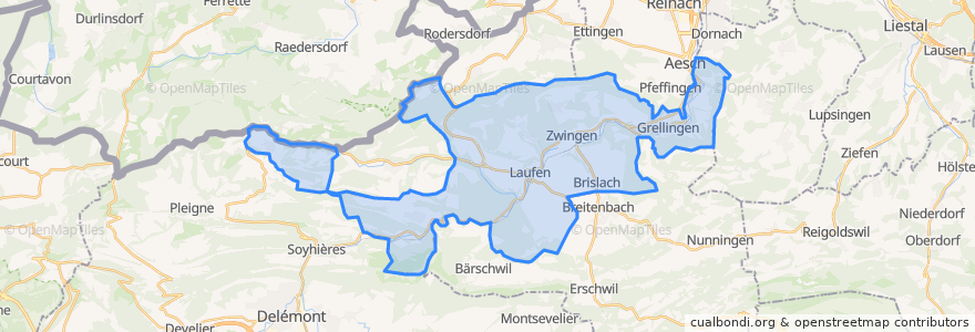 Mapa de ubicacion de Bezirk Laufen.