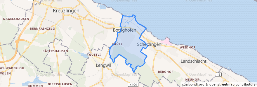 Mapa de ubicacion de Bottighofen.