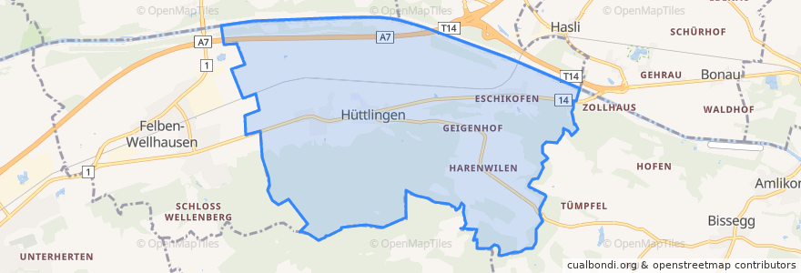 Mapa de ubicacion de Hüttlingen.