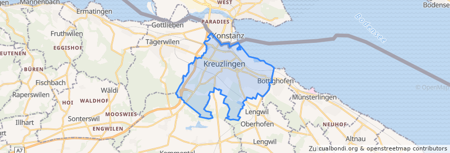 Mapa de ubicacion de Kreuzlingen.