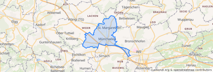 Mapa de ubicacion de Münchwilen (TG).