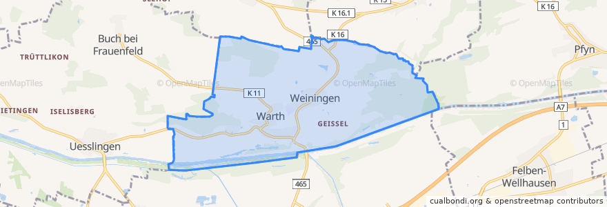 Mapa de ubicacion de Warth-Weiningen.