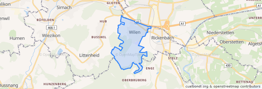 Mapa de ubicacion de Wilen (TG).