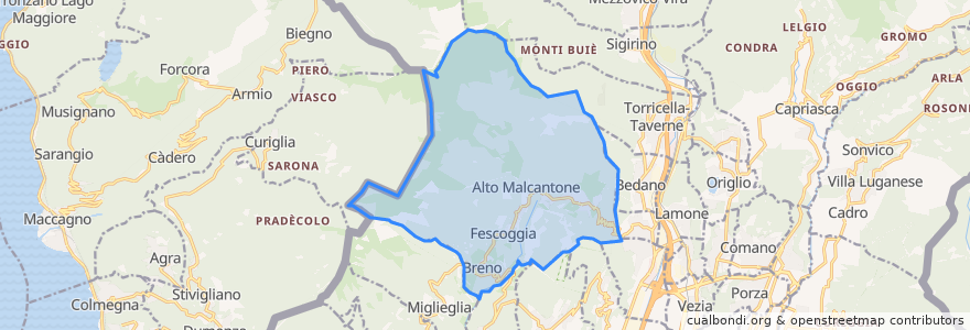 Mapa de ubicacion de Alto Malcantone.