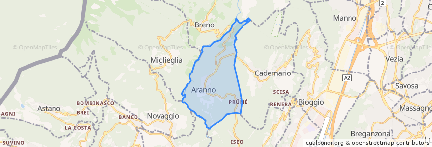 Mapa de ubicacion de Aranno.