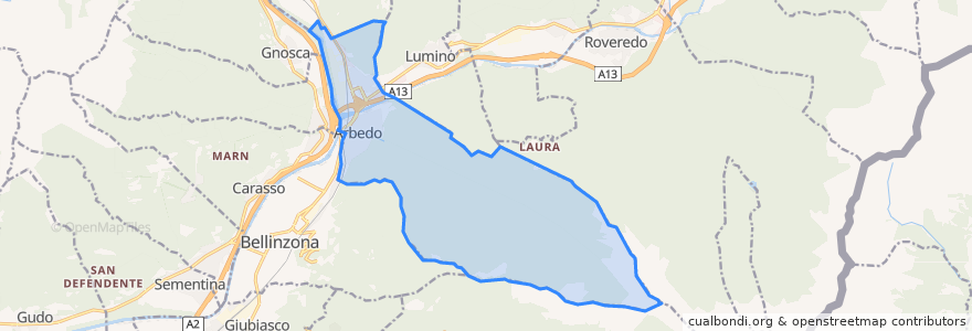 Mapa de ubicacion de Arbedo-Castione.