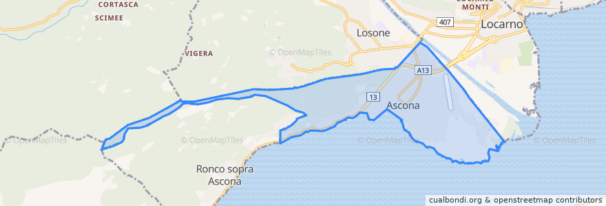 Mapa de ubicacion de Ascona.