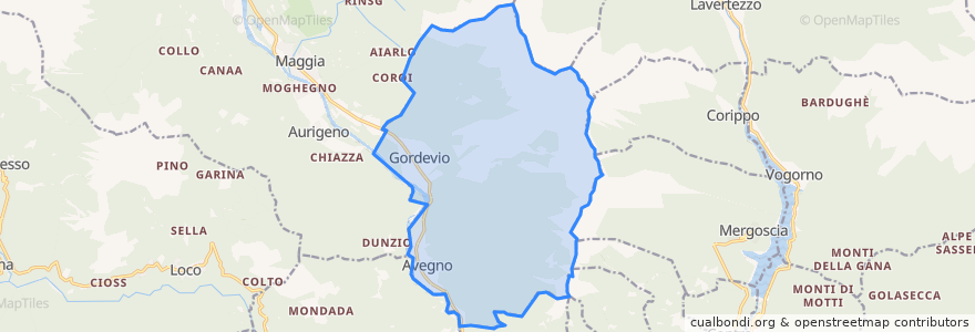 Mapa de ubicacion de Avegno Gordevio.