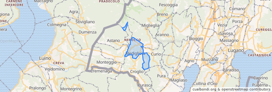 Mapa de ubicacion de Bedigliora.