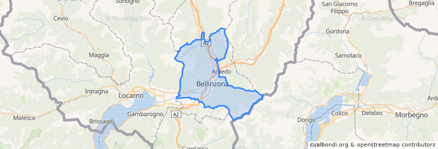 Mapa de ubicacion de Bellinzona.