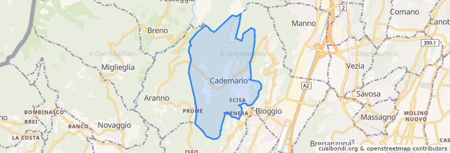 Mapa de ubicacion de Cademario.