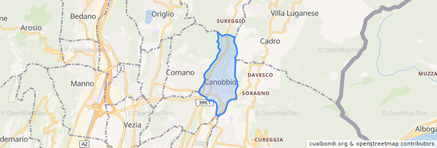 Mapa de ubicacion de Canobbio.