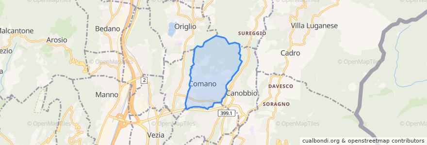 Mapa de ubicacion de Comano.