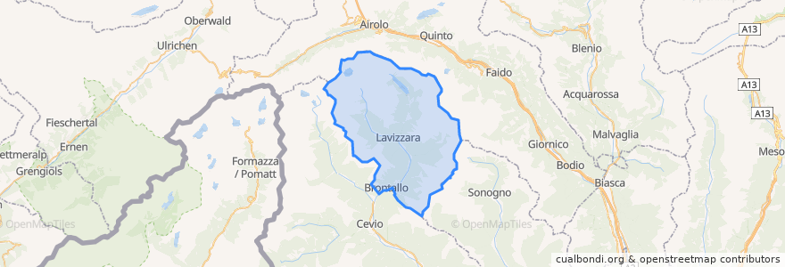 Mapa de ubicacion de Lavizzara.