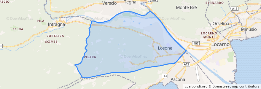 Mapa de ubicacion de Losone.