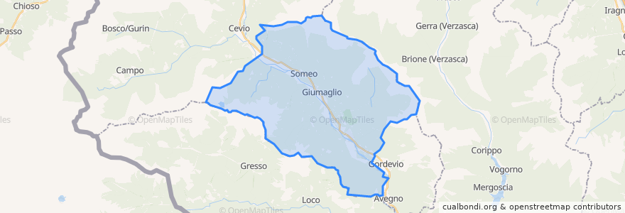 Mapa de ubicacion de Maggia.