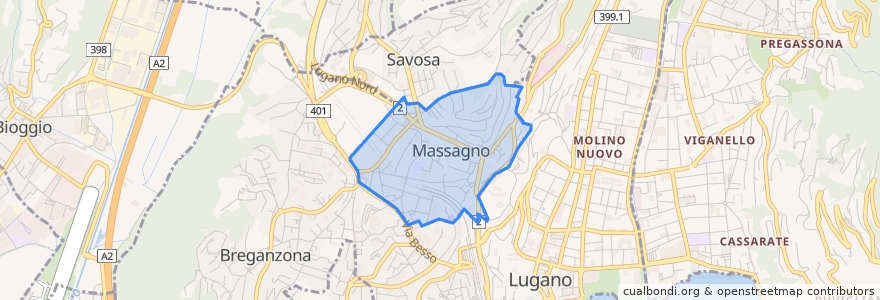 Mapa de ubicacion de Massagno.