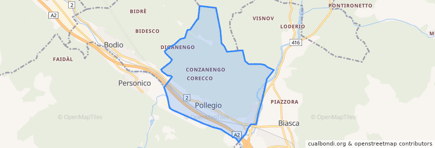 Mapa de ubicacion de Pollegio.